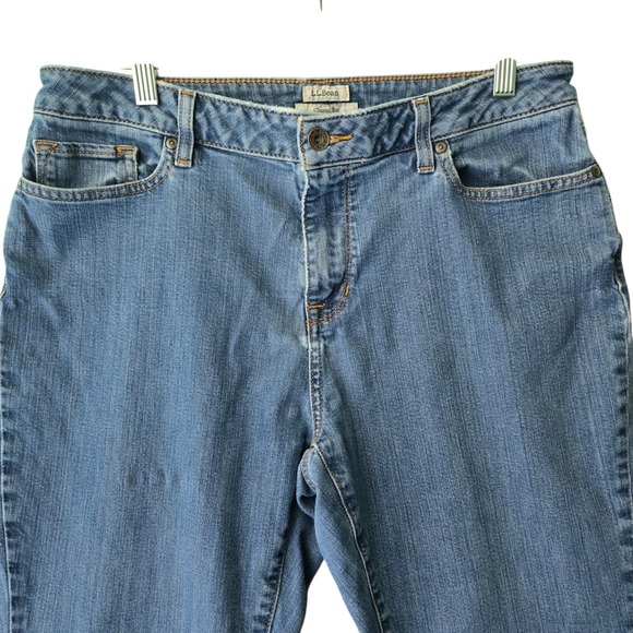 L.L. Bean Denim - LL Bean Classic Fit Straight Leg Jeans Womens 14 Petite Blue Stretch 500328